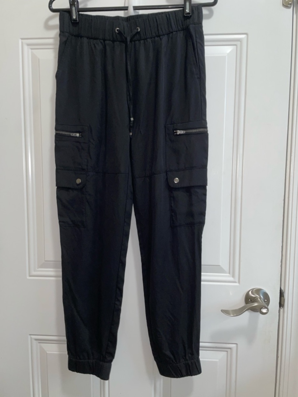 Banana Republic Black Cargo Jogger Pants with Zippered Thigh Pockets